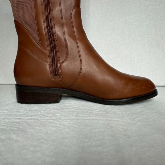 Cole Haan Noelle Riding Boots Brown Leather Side Zip Knee high Size 9 B - Picture 13 of 16
